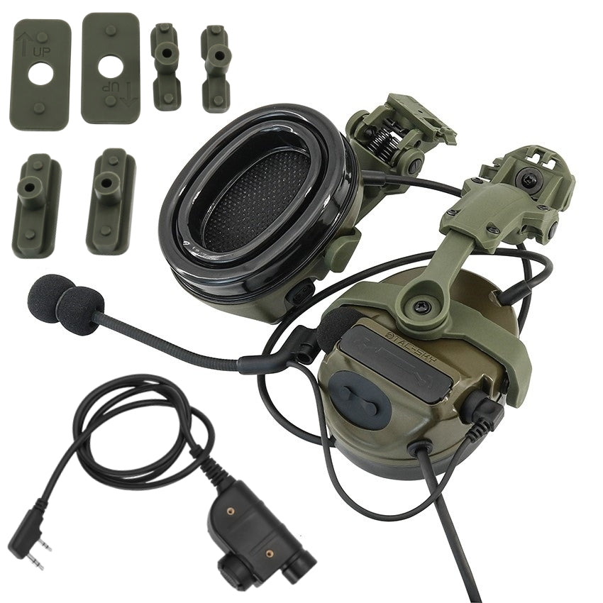 TS TAC-SKY 2.0 ARC Rail Helmet Mounting Hearing Protection Active Noise Cancellation Silicone Earmuffs TSC3 Tactical Headset Pick up sound + PTT