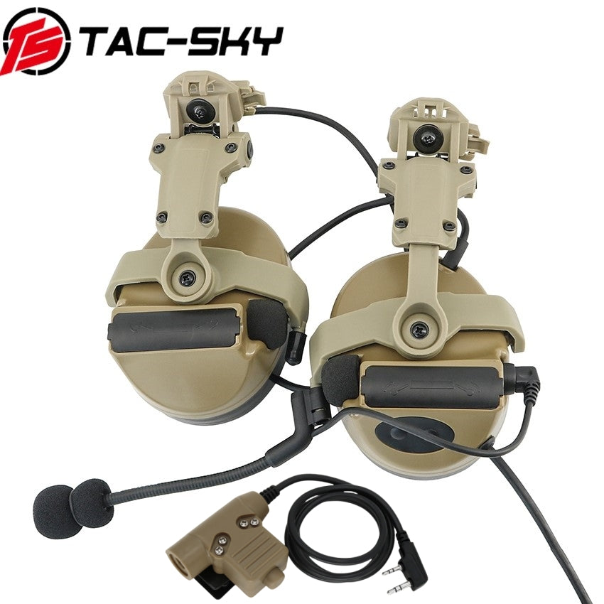 TS TAC-SKY ARC Rail Helmet Mounting C2 Tactical Headset Hearing Protection + U94 PTT