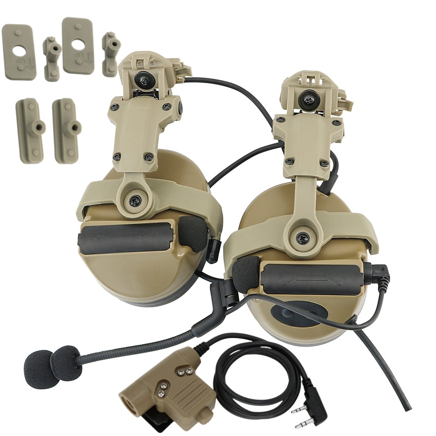 TS TAC-SKY 2.0 ARC Rail Helmet Mounting C2 Tactical Headset Electronic Pickup Hearing Protection Silicone Earmuffs + PTT