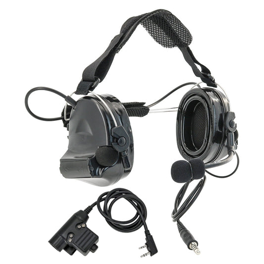 TAC-SKY Rear Headband Electronic C2 Tactical Headset Silicone Earmuffs + U94 PTT