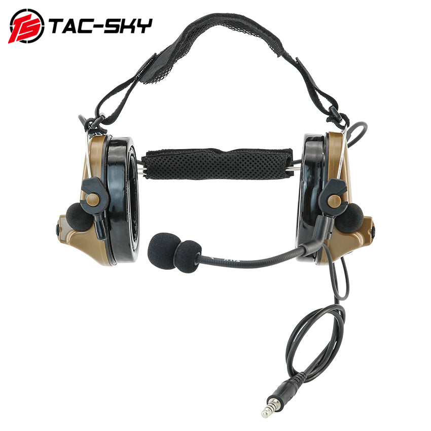 TS TAC-SKY Rear Headband Electronic Hearing Protection Active Noise Cancellation Tactical Headset TSC2 Silicone Earmuffs + U94 PTT