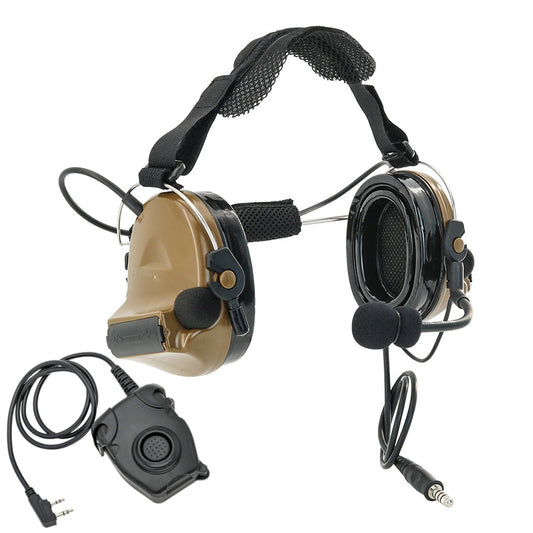 TS TAC-SKY Rear Headband Electronic Hearing Protection Active Noise Cancellation Tactical Headset TSC2 Silicone Earmuffs + U94 PTT