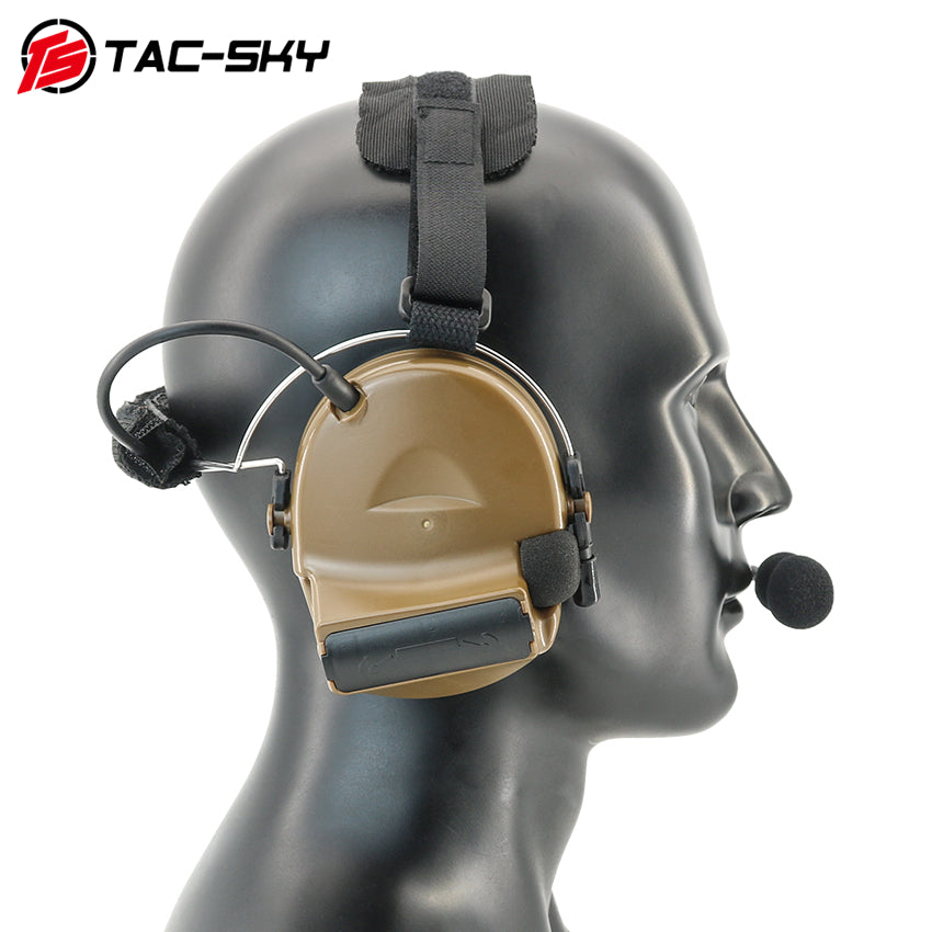 TS TAC-SKY Rear Headband Electronic Hearing Protection Active Noise Cancellation Tactical Headset TSC2 Silicone Earmuffs + U94 PTT