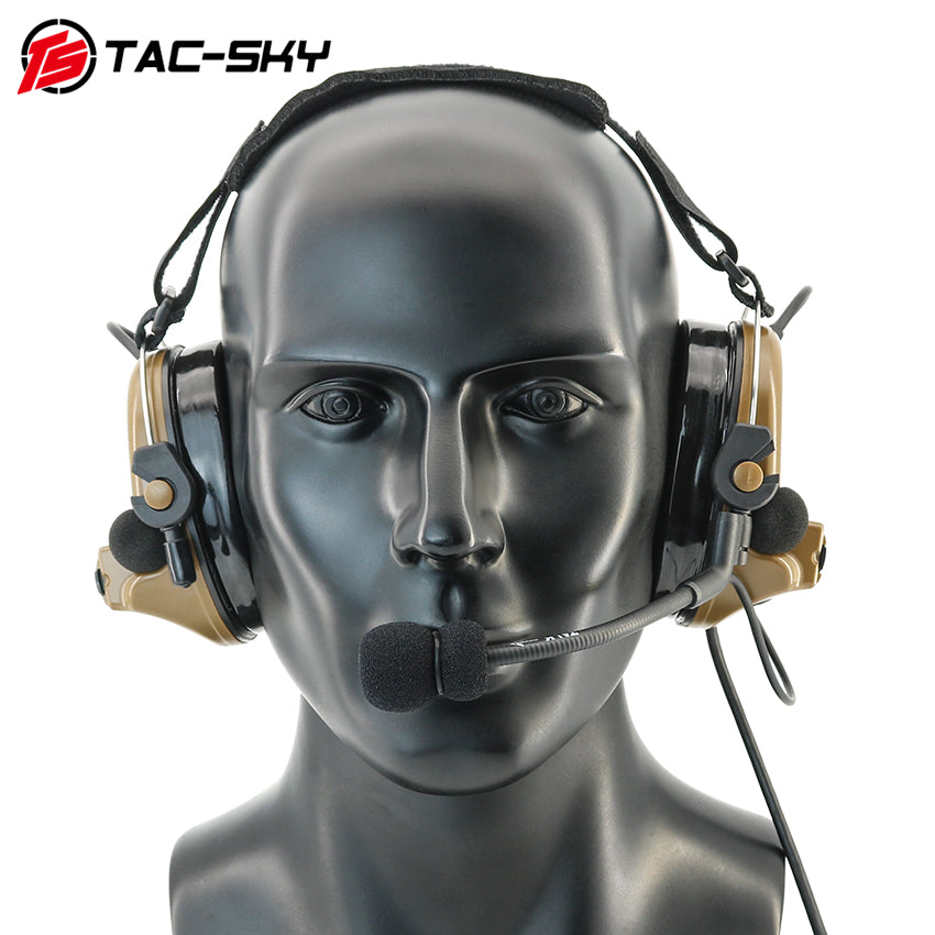 TS TAC-SKY Rear Headband Electronic Hearing Protection Active Noise Cancellation Tactical Headset TSC2 Silicone Earmuffs + U94 PTT