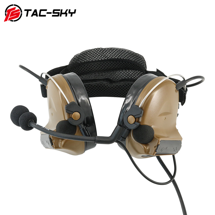 TS TAC-SKY Rear Headband Electronic Hearing Protection Active Noise Cancellation Tactical Headset TSC2 Silicone Earmuffs + U94 PTT