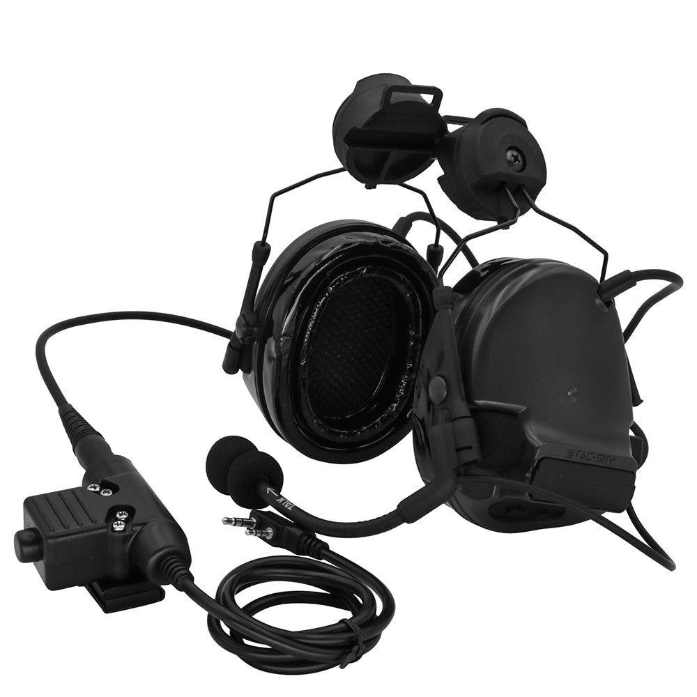 TAC-SKY C3 Tactical Headset Helmet Fast Rail Version with kenwoodPTT Silicone Earmuffs Noise Reduction