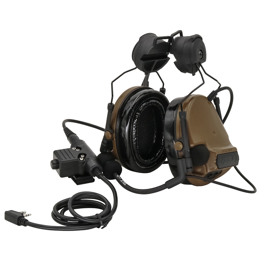 TAC-SKY C3 Tactical Headset Helmet Fast Rail Version with kenwoodPTT Silicone Earmuffs Noise Reduction Coyote Brown(military)