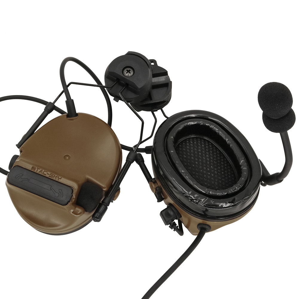 TS TAC-SKY C3 Silicone Earmuffs Active Noise Reduction Tactical Headset ARC Rail Helmet Mounting Version with PTT