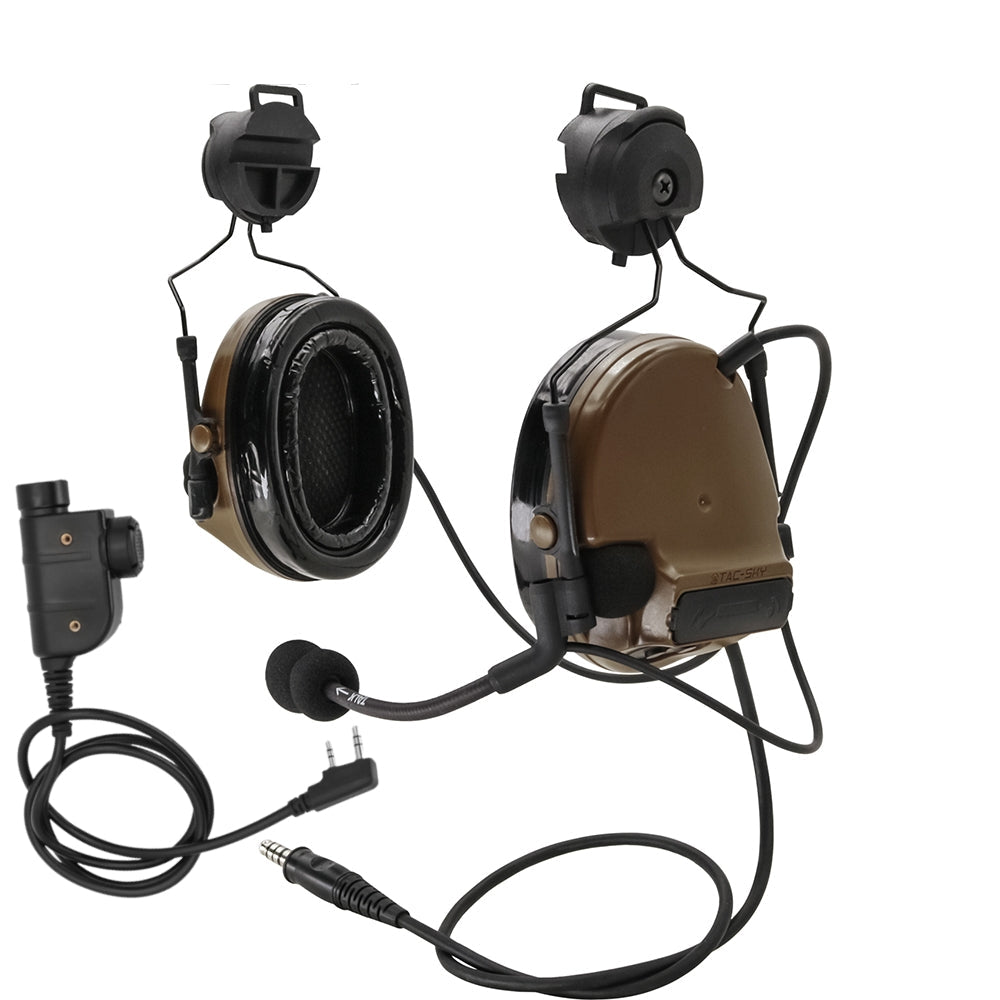 TS TAC-SKY C3 Silicone Earmuffs Active Noise Reduction Tactical Headset ARC Rail Helmet Mounting Version with PTT