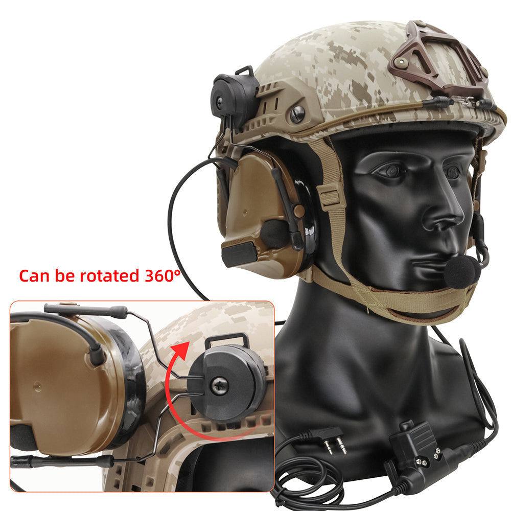 TS TAC-SKY C3 Silicone Earmuffs Active Noise Reduction Tactical Headset ARC Rail Helmet Mounting Version with PTT