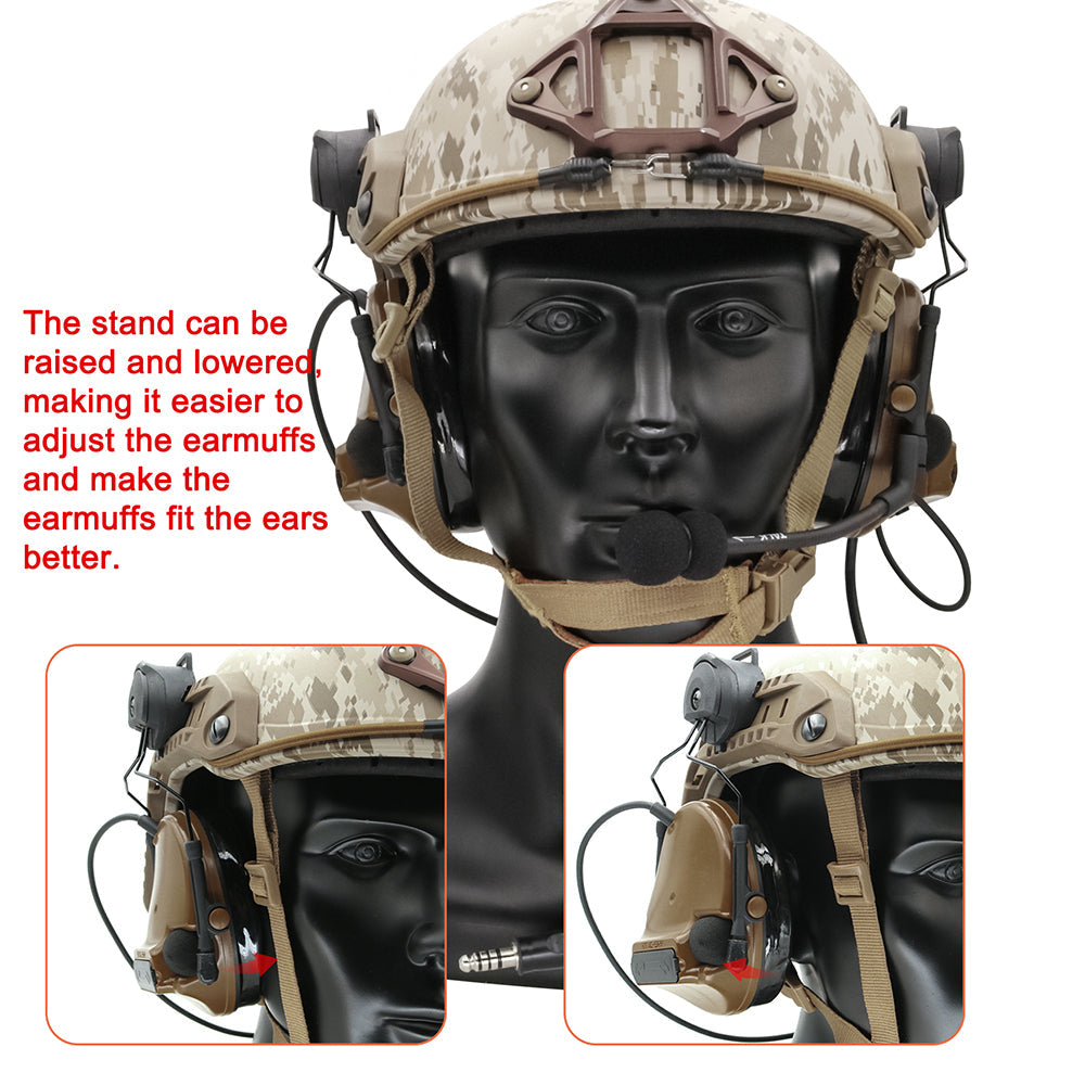 TAC-SKY C3 Tactical Headset Helmet Fast Rail Version with kenwoodPTT Silicone Earmuffs Noise Reduction