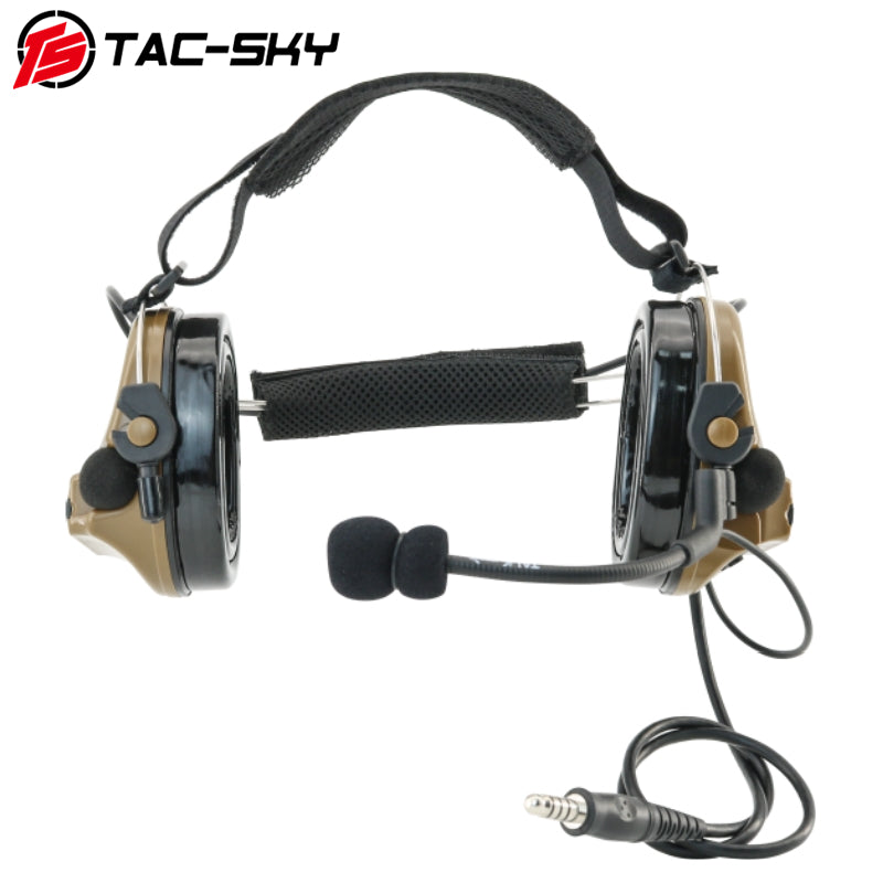 TS TAC-SKY Rear Headband Electronic Tactical Headset C3 for Airsoft Sports + V2 PTT