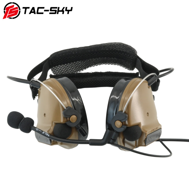TS TAC-SKY Rear Headband Electronic Tactical Headset C3 for Airsoft Sports + V2 PTT