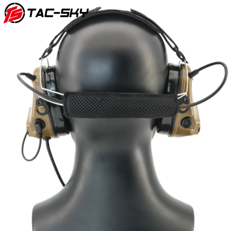 TS TAC-SKY Rear Headband Electronic Tactical Headset C3 for Airsoft Sports + V2 PTT