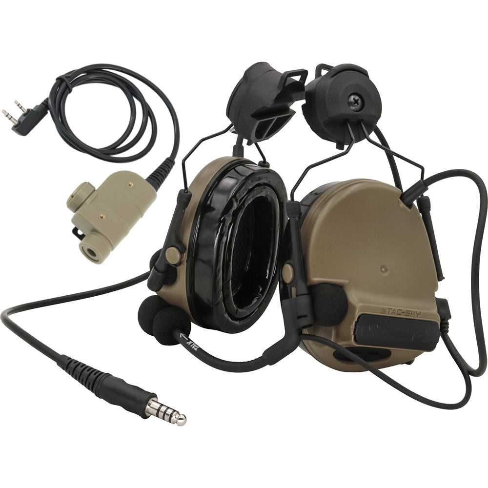 TS TAC-SKY C3 Silicone Earmuffs Active Noise Reduction Tactical Headset ARC Rail Helmet Mounting Version with PTT