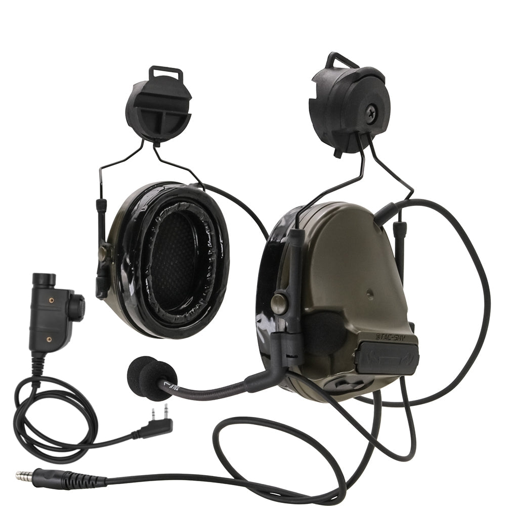 TS TAC-SKY C3 Silicone Earmuffs Active Noise Reduction Tactical Headset ARC Rail Helmet Mounting Version with PTT