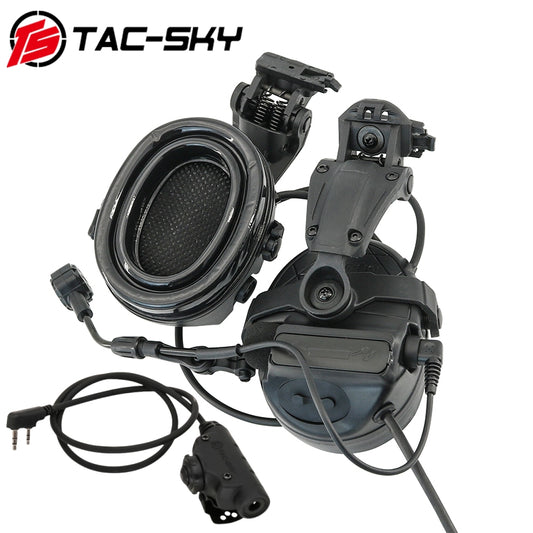 TS TAC-SKY ARC Rail Helmet Bracket C5 Pro Electronic Hearing protection Tactical Headset + V2 PTT