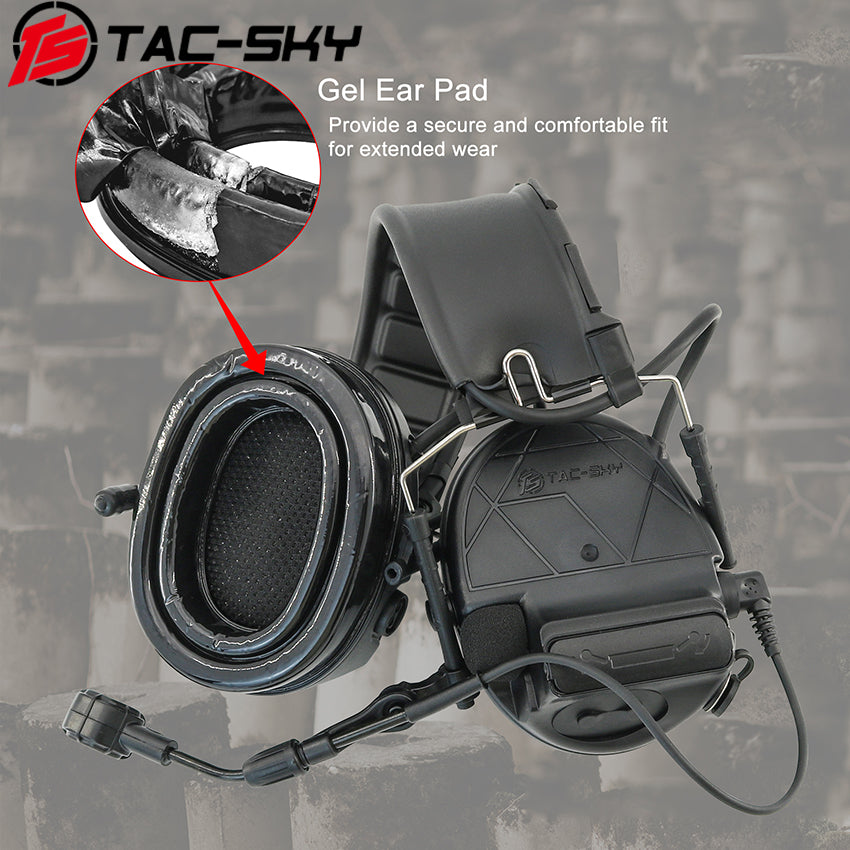TS TAC-SKY 2.0 C5 Pro Tactical Headset Active Noise Cancellation Hearing Protection Silicone Earmuffs + PTT