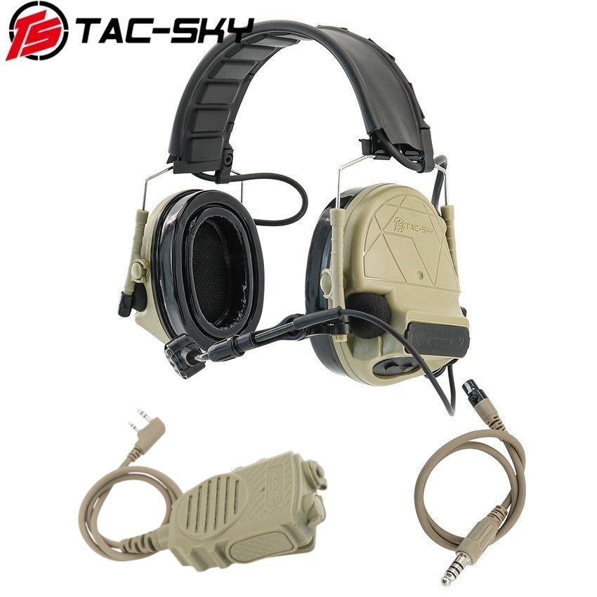 TS TAC-SKY 2.0 C5 Pro Tactical Headset Active Noise Cancellation Hearing Protection Silicone Earmuffs + PTT