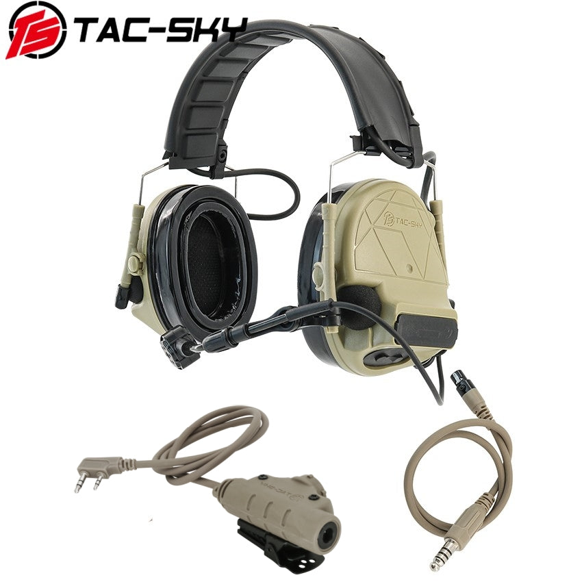 TS TAC-SKY Hearing Protection TSC5 Pro 2.0 Tactical Headset Silicone Earmuffs + V2 PTT