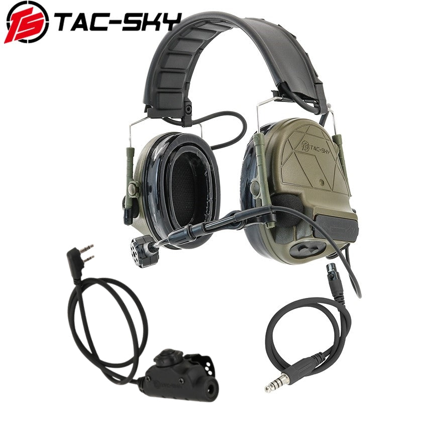 TS TAC-SKY Hearing Protection TSC5 Pro 2.0 Tactical Headset Silicone Earmuffs + V2 PTT