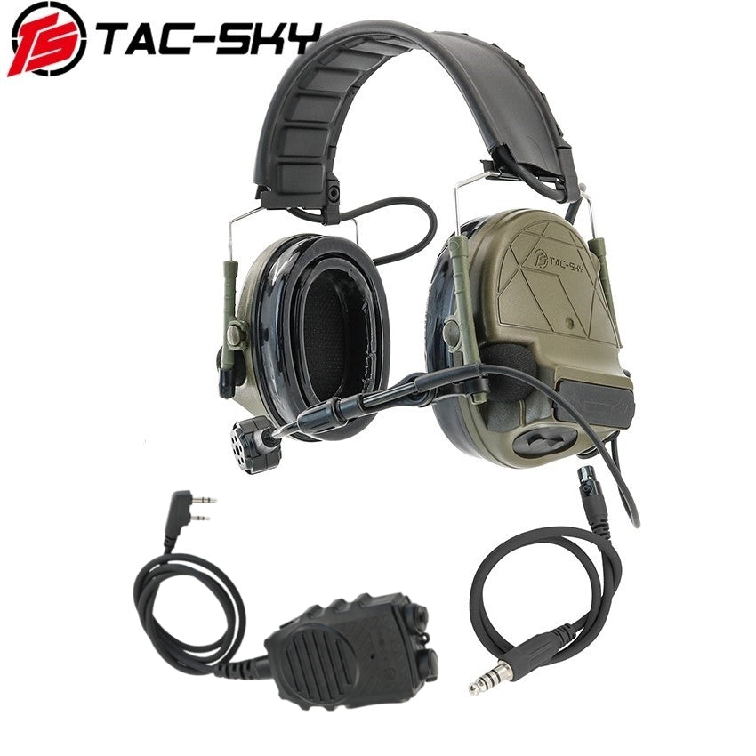 TS TAC-SKY 2.0 C5 Pro Tactical Headset Active Noise Cancellation Hearing Protection Silicone Earmuffs + PTT