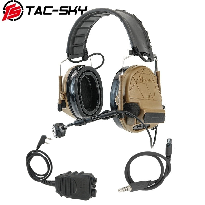 TS TAC-SKY 2.0 C5 Pro Tactical Headset Active Noise Cancellation Hearing Protection Silicone Earmuffs + PTT