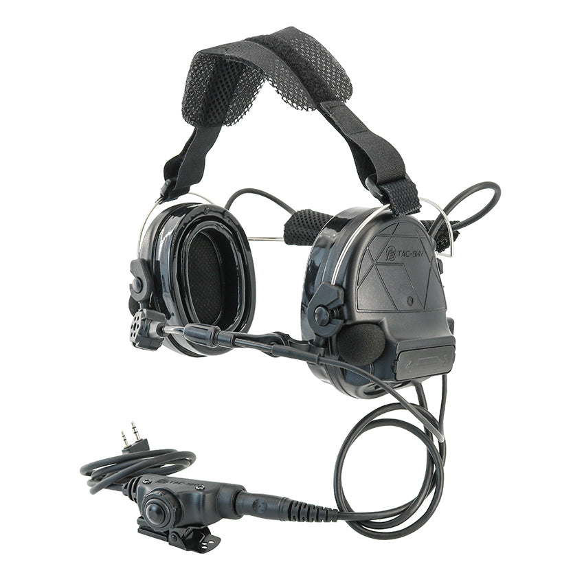 TS TAC-SKY Tactical Headset C5 Pro Noise Reduction Gel Earpad Neckband Headband for Airsoft + V2 PTT