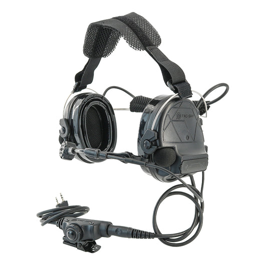 TS TAC-SKY Tactical Headset C5 Pro Noise Reduction Gel Earpad Neckband Headband for Airsoft + V2 PTT
