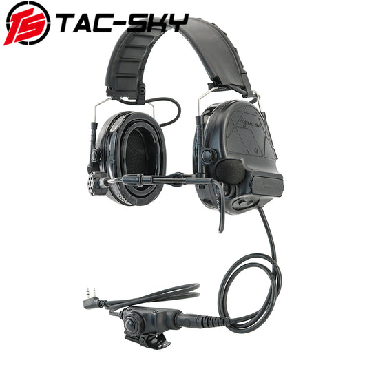 TAC-SKY C5 Tactical Headset Hearing Protection Active Noise Cancelling Silicone Earmuff + V2 PTT