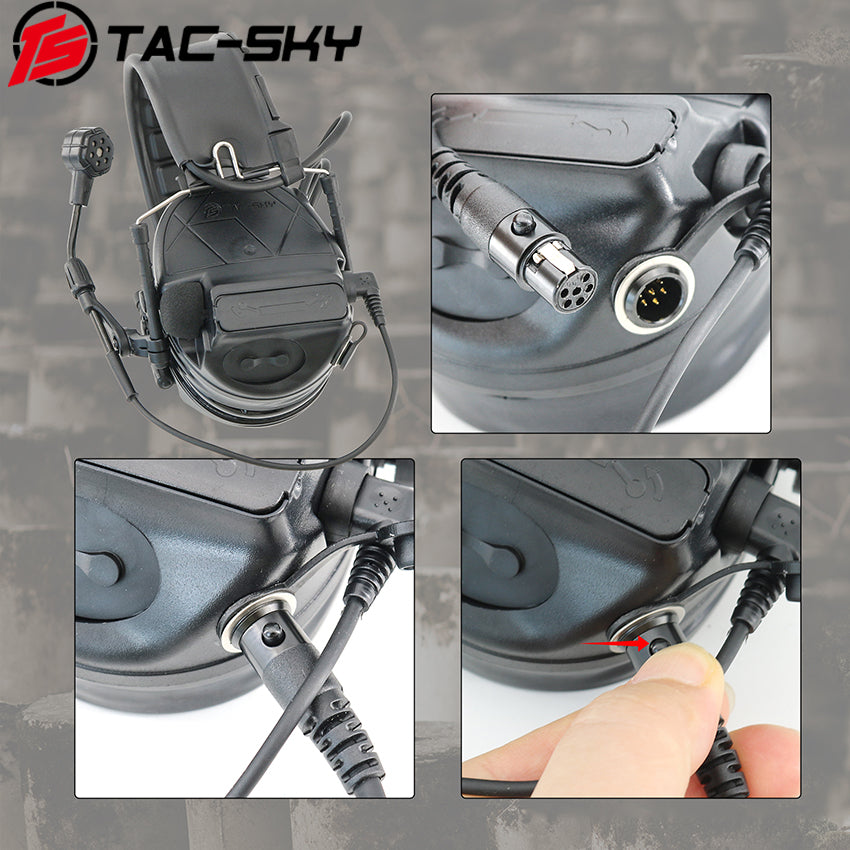 TS TAC-SKY Tactical Headset TSC5 Pro 2.0 Hearing Protection Active Noise Cancelling Silicone Earmuffs + PTT