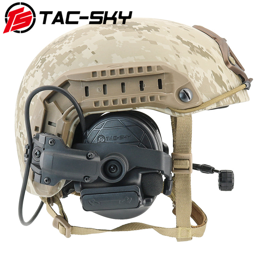 TS TAC-SKY Hearing Protection Tactical Headset 2.0 C5 pro 2.0 ARC Rail Helmet Bracket Version + PTT