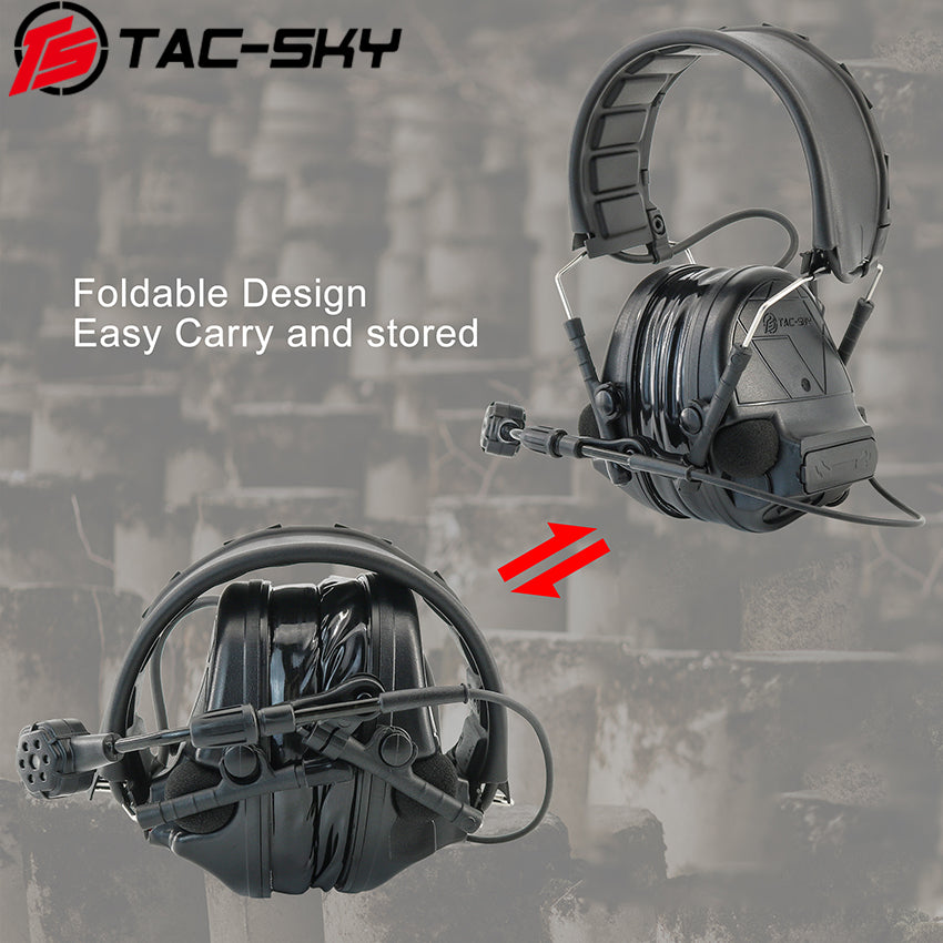 TS TAC-SKY Tactical Headset TSC5 Pro 2.0 Hearing Protection Active Noise Cancelling Silicone Earmuffs + PTT