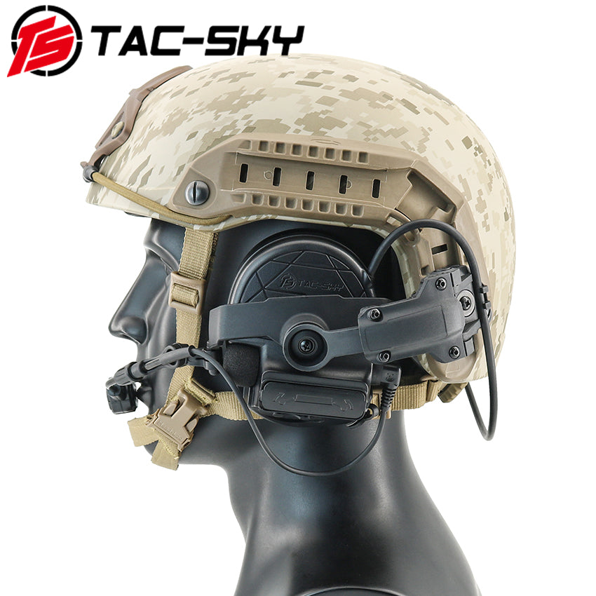 TS TAC-SKY Hearing Protection Tactical Headset 2.0 C5 pro 2.0 ARC Rail Helmet Bracket Version + PTT
