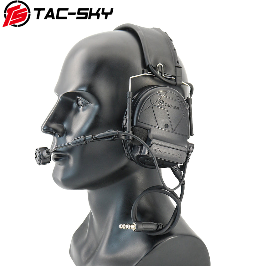 TS TAC-SKY Tactical Headset TSC5 Pro 2.0 Hearing Protection Active Noise Cancelling Silicone Earmuffs + PTT
