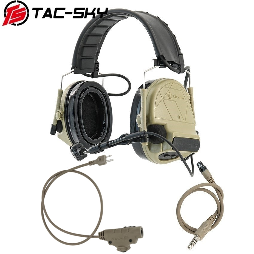 TS TAC-SKY Tactical Headset TSC5 Pro 2.0 Hearing Protection Active Noise Cancelling Silicone Earmuffs + PTT