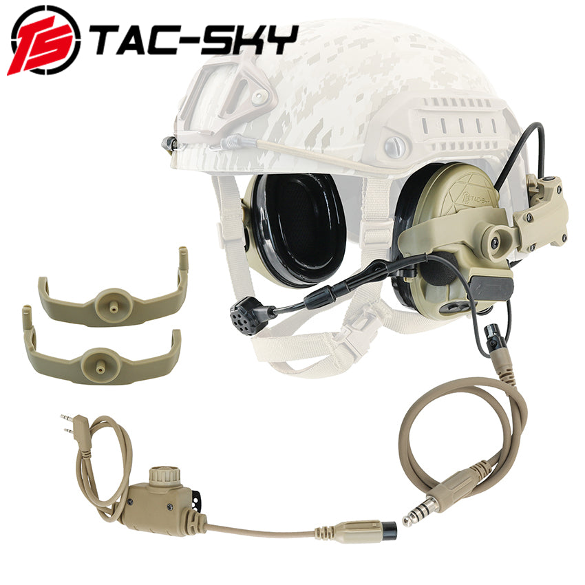 TS TAC-SKY Hearing Protection Tactical Headset 2.0 C5 pro 2.0 ARC Rail Helmet Bracket Version + PTT