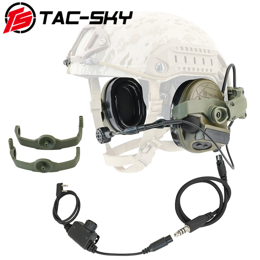 TS TAC-SKY Hearing Protection Tactical Headset 2.0 C5 pro 2.0 ARC Rail Helmet Bracket Version + PTT