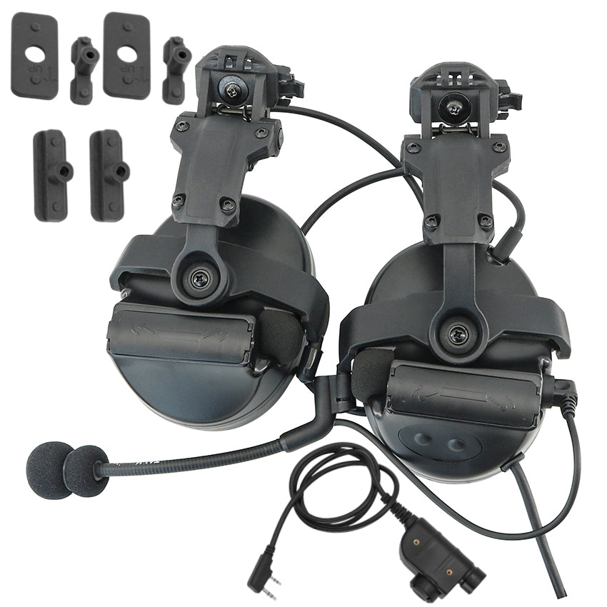 TS TAC-SKY 2.0 ARC Rail Helmet Mounting C2 Tactical Headset Electronic Pickup Hearing Protection Silicone Earmuffs + PTT