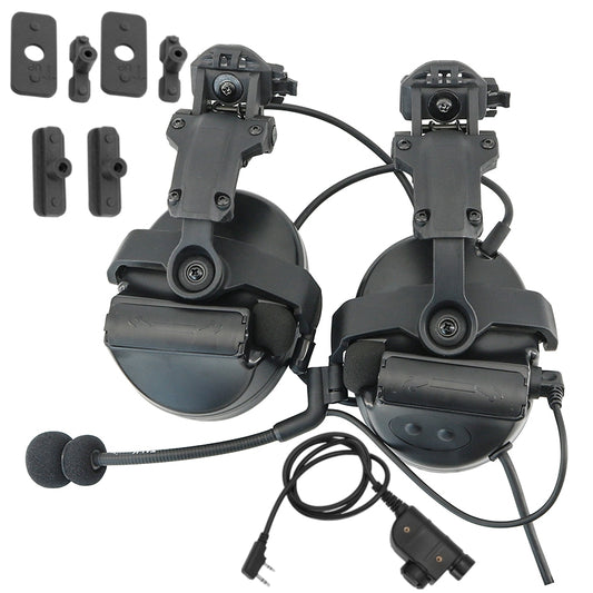 TS TAC-SKY 2.0 ARC Rail Helmet Mounting C2 Tactical Headset Electronic Pickup Hearing Protection Silicone Earmuffs + PTT