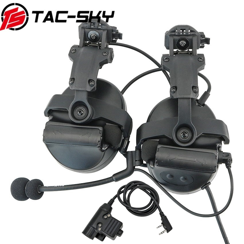 TS TAC-SKY ARC Rail Helmet Mounting C2 Tactical Headset Hearing Protection + U94 PTT