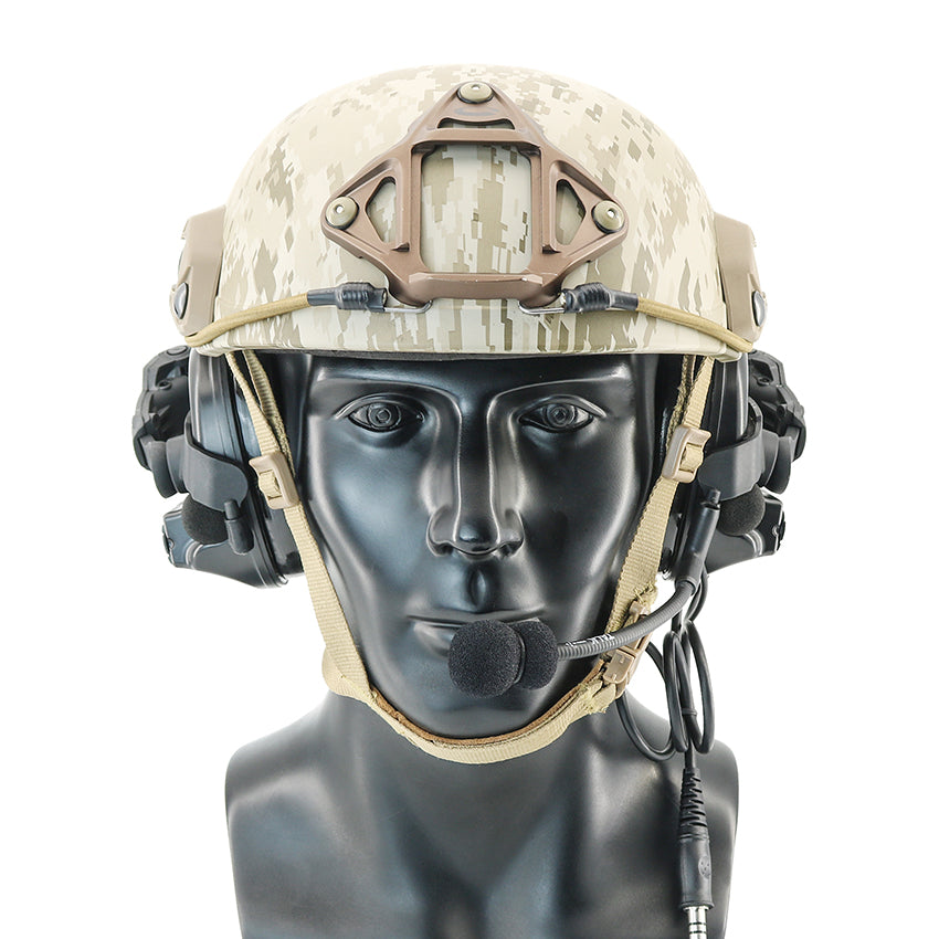 TS TAC-SKY 2.0 ARC Rail Helmet Mounting C2 Tactical Headset Electronic Pickup Hearing Protection Silicone Earmuffs + PTT