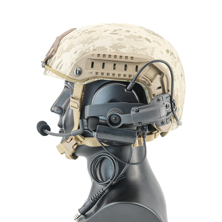 TS TAC-SKY 2.0 ARC Rail Helmet Mounting C2 Tactical Headset Electronic Pickup Hearing Protection Silicone Earmuffs + PTT