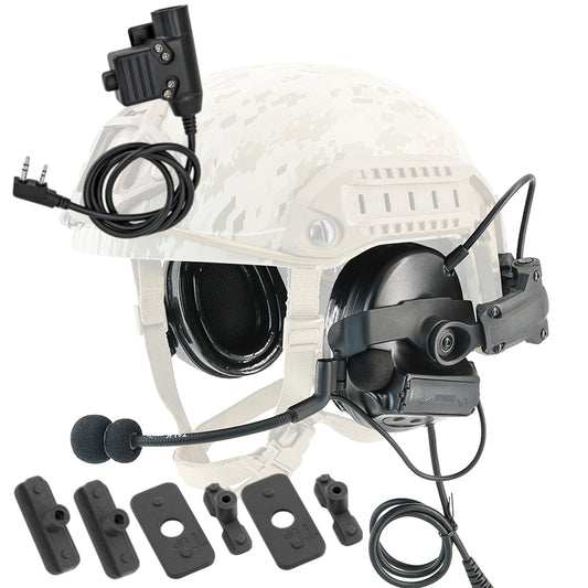 TS TAC-SKY 2.0 ARC Rail Helmet Mounting C2 Tactical Headset Hearing Protection Silicone Earmuffs + U94 PTT