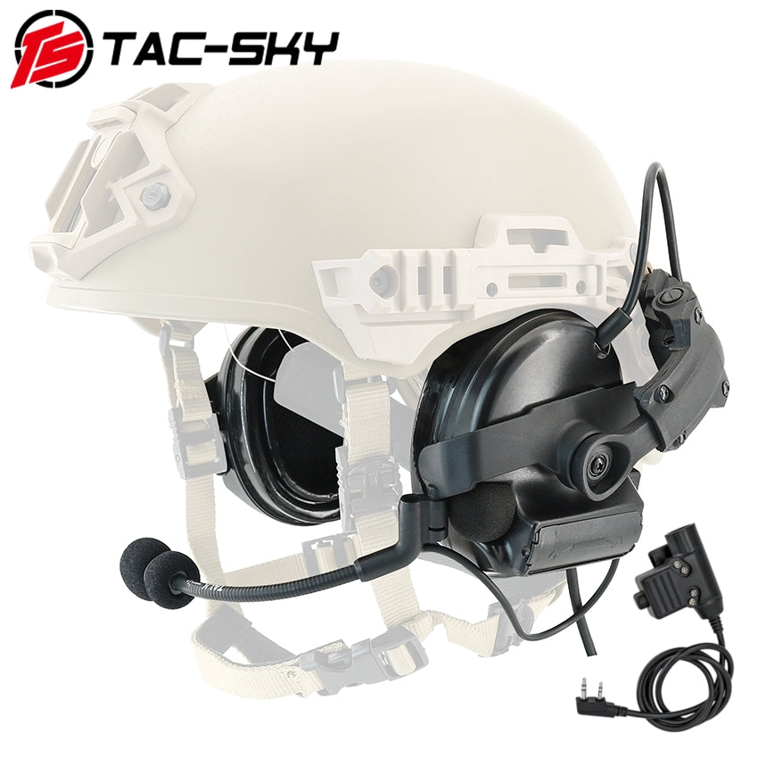 TS TAC-SKY 2.0 Wendy 3.0 Rail Helmet Mounting Tactical Headset C2 Hearing Protection + U94 PTT