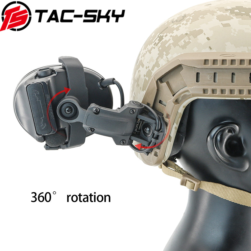 TS TAC-SKY ARC Rail Helmet Bracket 2.0 Hearing Protection C3 Tactical Headset + V2 PTT