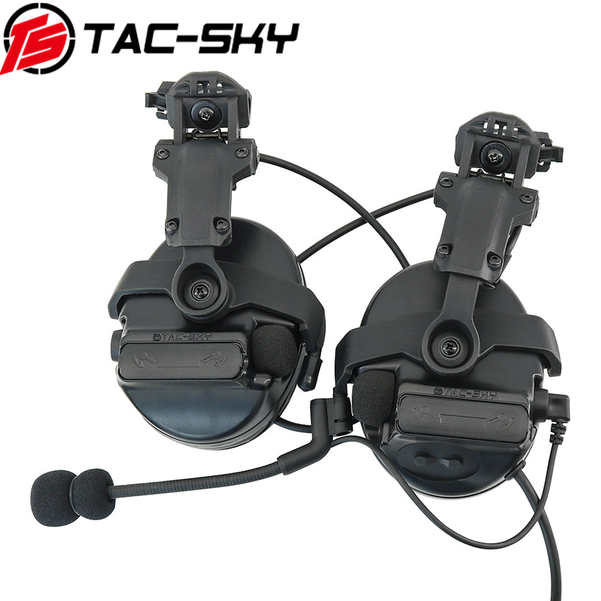TS TAC-SKY ARC Rail Helmet Bracket 2.0 Hearing Protection C3 Tactical Headset + V2 PTT