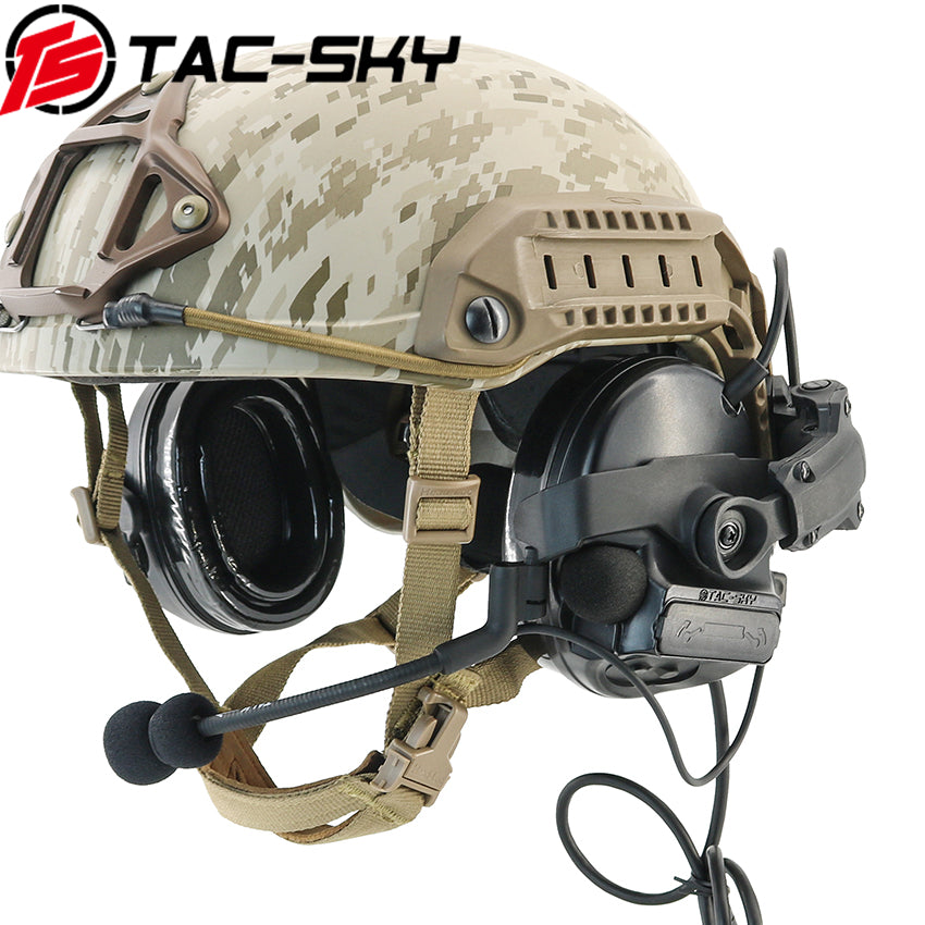 TS TAC-SKY ARC Rail Helmet Bracket 2.0 Hearing Protection C3 Tactical Headset + V2 PTT