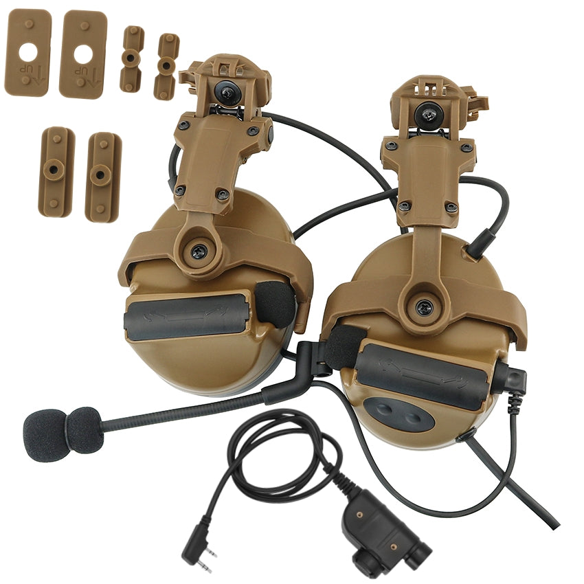 TS TAC-SKY 2.0 ARC Rail Helmet Mounting C2 Tactical Headset Electronic Pickup Hearing Protection Silicone Earmuffs + PTT