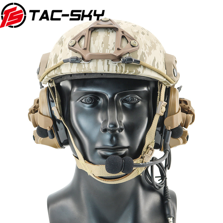 TS TAC-SKY ARC Rail Helmet Mounting C2 Tactical Headset Hearing Protection + U94 PTT